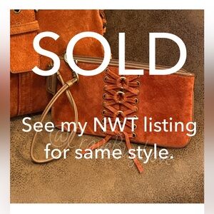 SOLD SUEDE WRISTLET LACED CORSET BRASS RINGS TASSELS RARE 2003 RUST LIKE NEW 🥃